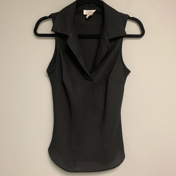 Vintage 60s/70s Sharp Collar Sleeveless Blouse - Picture 2 of 12